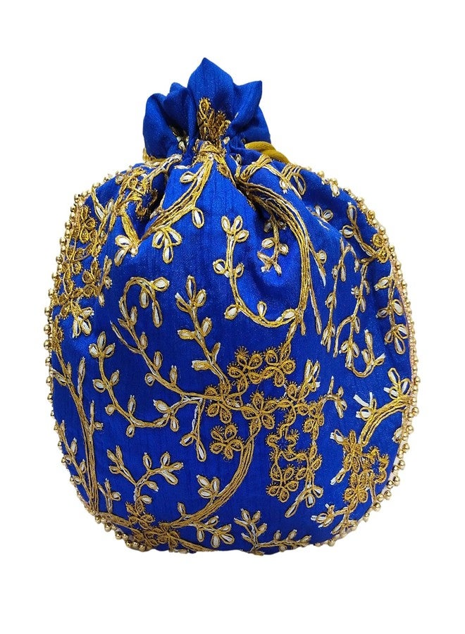 athizay Potli bag Blue Matka Design for Women Wristlets Return Gifting handbags for Festivals Birthday Purses - Image 4